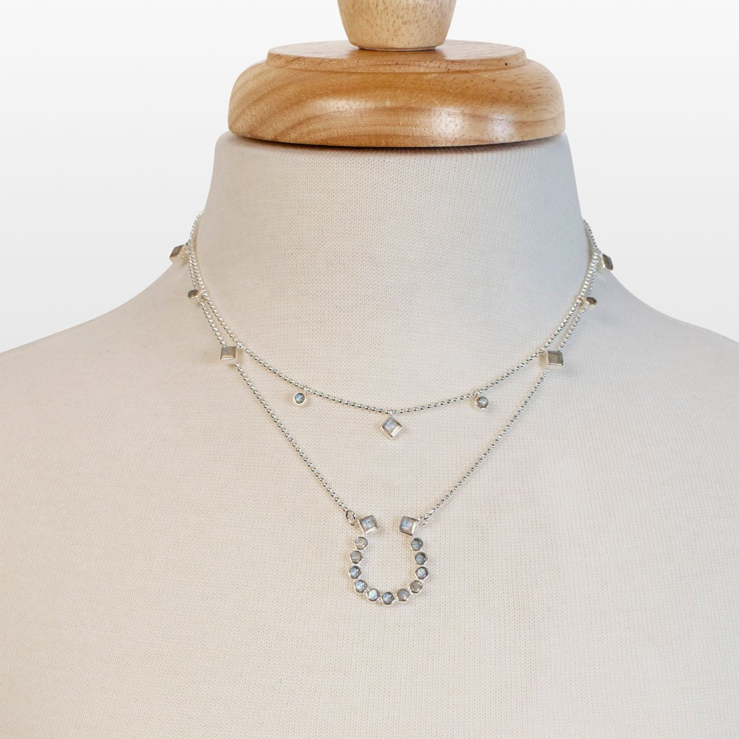 Keepsake - Moonstone Equestrian Horseshoe Necklace in Silver - URBANPICK FASHION