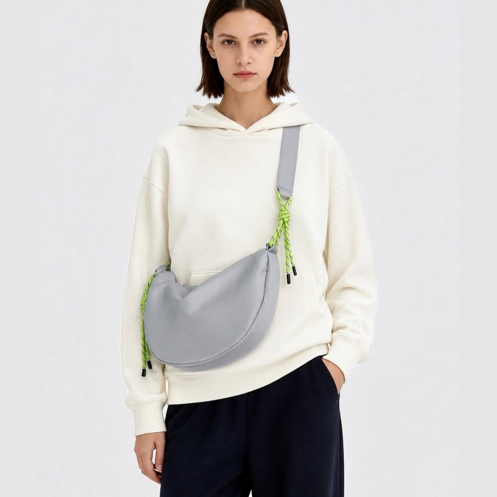 Casually Knotted Nylon Crescent Sling Bag - URBANPICK FASHION