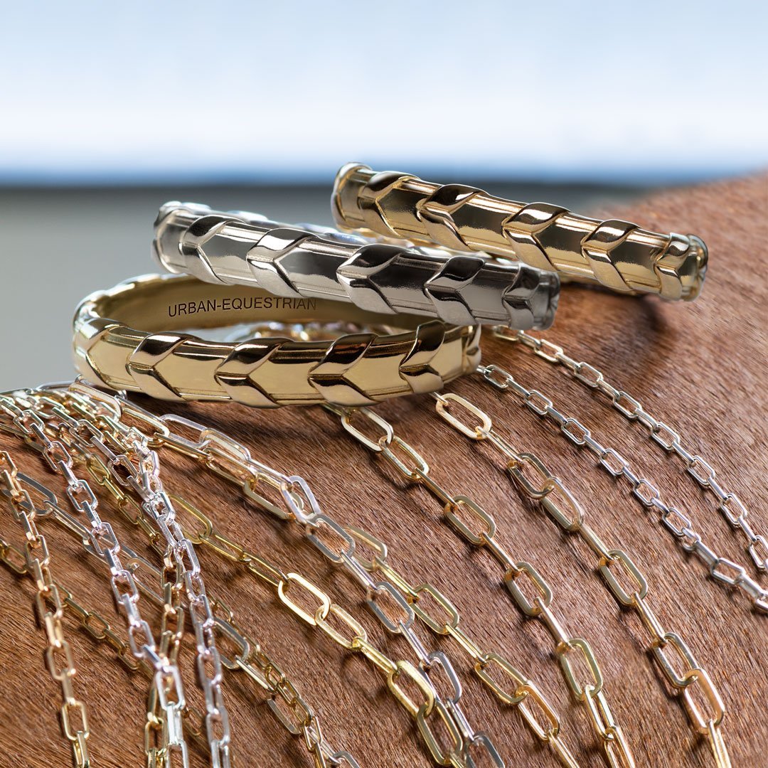 Lexington - Equestrian Laced Rein Wrist Cuff in Gold or Silver - URBANPICK FASHION