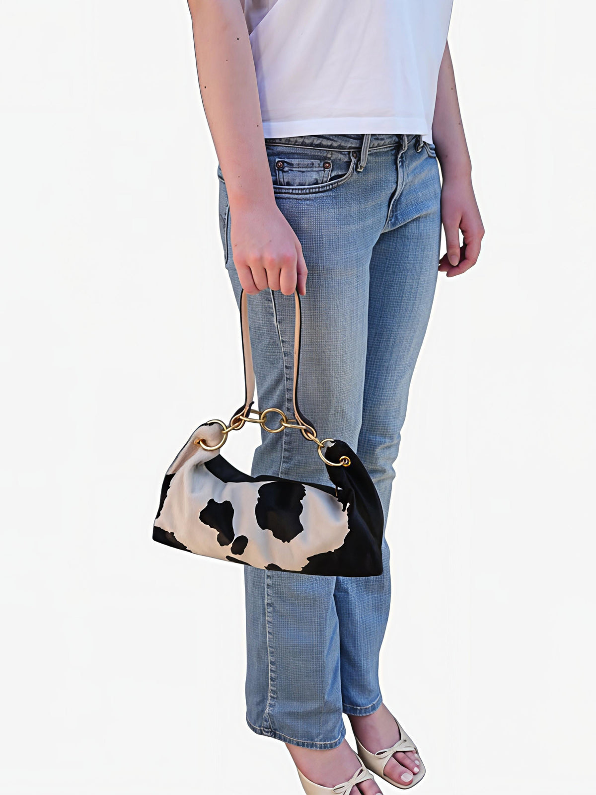 Blair Shoulder Bag, Cow Print-Black - URBANPICK FASHION