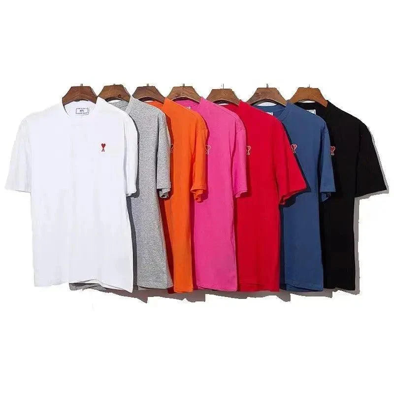 Modern Summer New Hearts A Love Embroidered Simple Design Masculine Fashion Short Sleeve T-Shirt Men's T-Shirt  Men's Short Sleeve Tees Cotton T-Shirts for Men - URBANPICK FASHION