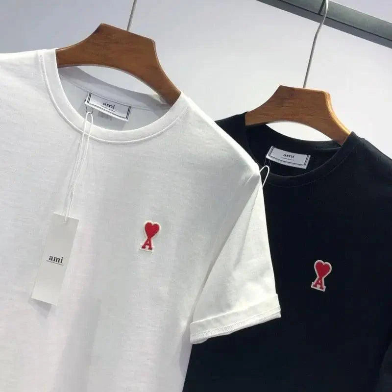Modern Summer New Hearts A Love Embroidered Simple Design Masculine Fashion Short Sleeve T-Shirt Men's T-Shirt  Men's Short Sleeve Tees Cotton T-Shirts for Men - URBANPICK FASHION