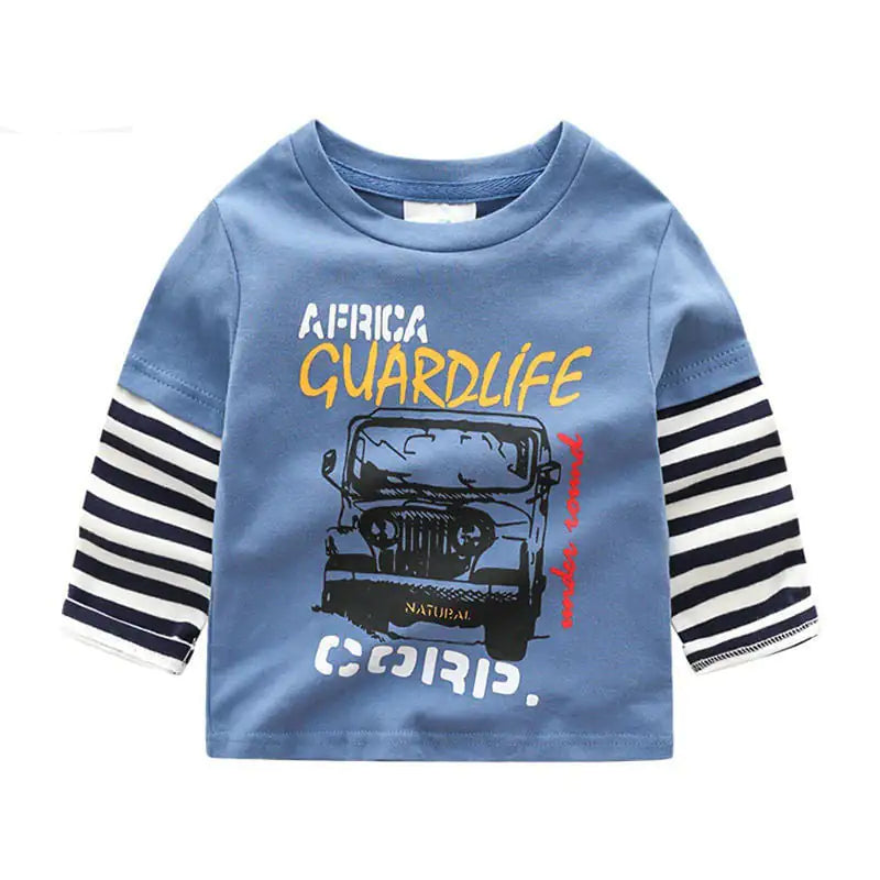Boys Cartoon Long Sleeve Cotton T-Shirt for Kids - URBANPICK FASHION