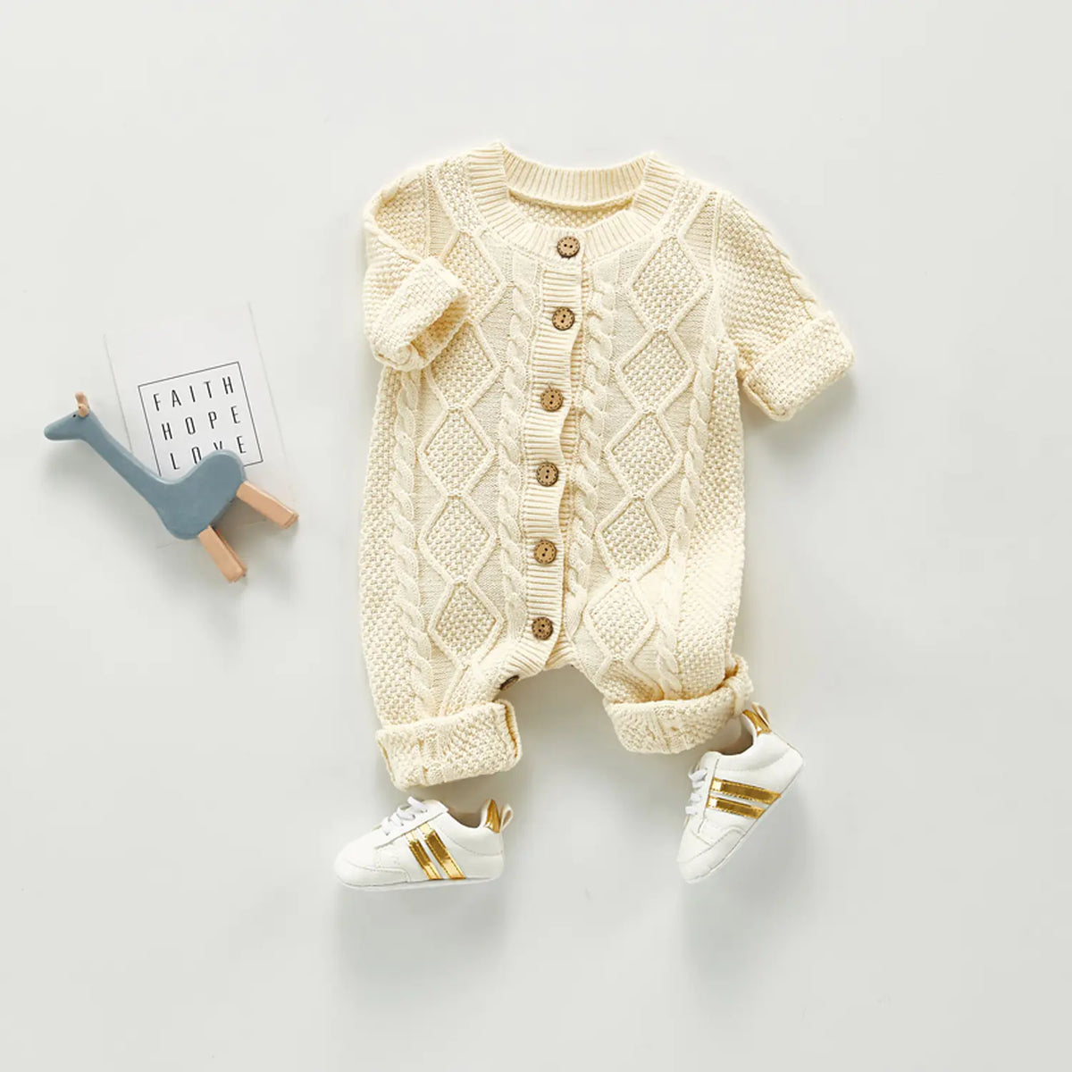 Cotton Knitted Long Sleeve Baby Romper for Boys and Girls - URBANPICK FASHION