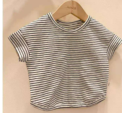 Striped Short Sleeve T-Shirt for Baby Boys and Girls - URBANPICK FASHION