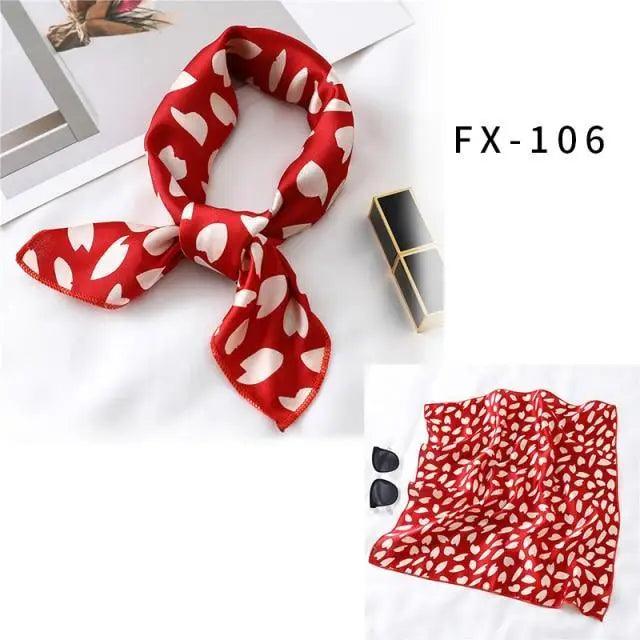 Versatile Square Silk Scarf For Women Fashionable Printed Small Neck Scarfs Office Lady Hair Band Foulard Hand For Female Bandana Shawl - URBANPICK FASHION