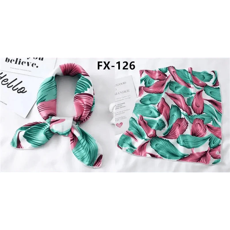 Versatile Square Silk Scarf For Women Fashionable Printed Small Neck Scarfs Office Lady Hair Band Foulard Hand For Female Bandana Shawl - URBANPICK FASHION
