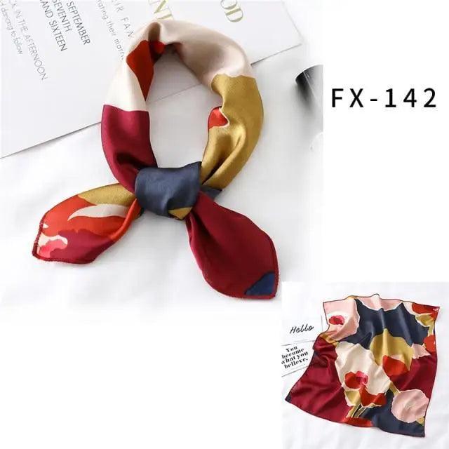 Versatile Square Silk Scarf For Women Fashionable Printed Small Neck Scarfs Office Lady Hair Band Foulard Hand For Female Bandana Shawl - URBANPICK FASHION
