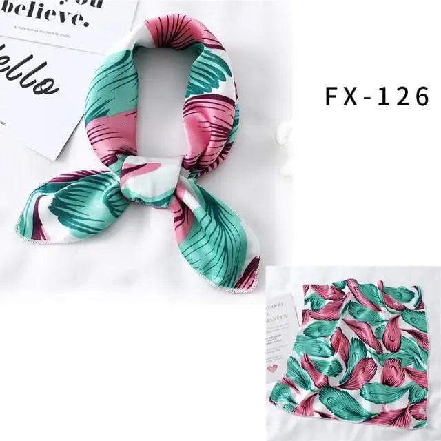Versatile Square Silk Scarf For Women Fashionable Printed Small Neck Scarfs Office Lady Hair Band Foulard Hand For Female Bandana Shawl - URBANPICK FASHION