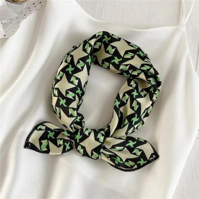 Versatile Square Silk Scarf For Women Fashionable Printed Small Neck Scarfs Office Lady Hair Band Foulard Hand For Female Bandana Shawl - URBANPICK FASHION