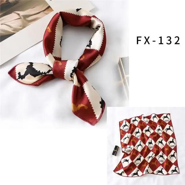 Versatile Square Silk Scarf For Women Fashionable Printed Small Neck Scarfs Office Lady Hair Band Foulard Hand For Female Bandana Shawl - URBANPICK FASHION