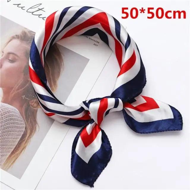 Versatile Square Silk Scarf For Women Fashionable Printed Small Neck Scarfs Office Lady Hair Band Foulard Hand For Female Bandana Shawl - URBANPICK FASHION