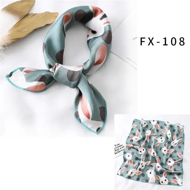 Versatile Square Silk Scarf For Women Fashionable Printed Small Neck Scarfs Office Lady Hair Band Foulard Hand For Female Bandana Shawl - URBANPICK FASHION