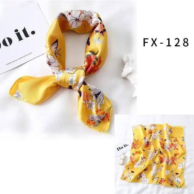 Versatile Square Silk Scarf For Women Fashionable Printed Small Neck Scarfs Office Lady Hair Band Foulard Hand For Female Bandana Shawl - URBANPICK FASHION