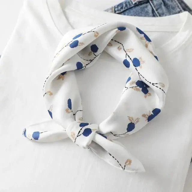 Versatile Square Silk Scarf For Women Fashionable Printed Small Neck Scarfs Office Lady Hair Band Foulard Hand For Female Bandana Shawl - URBANPICK FASHION