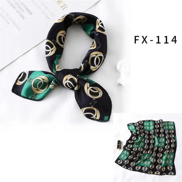 Versatile Square Silk Scarf For Women Fashionable Printed Small Neck Scarfs Office Lady Hair Band Foulard Hand For Female Bandana Shawl - URBANPICK FASHION