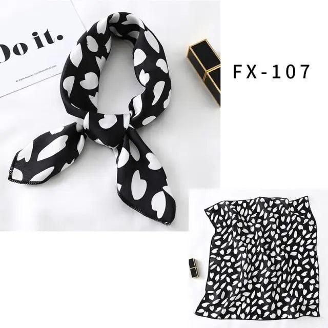 Versatile Square Silk Scarf For Women Fashionable Printed Small Neck Scarfs Office Lady Hair Band Foulard Hand For Female Bandana Shawl - URBANPICK FASHION