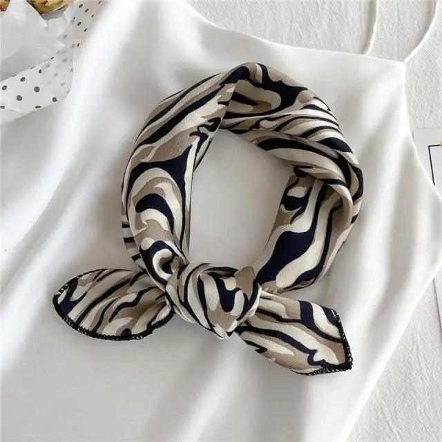 Versatile Square Silk Scarf For Women Fashionable Printed Small Neck Scarfs Office Lady Hair Band Foulard Hand For Female Bandana Shawl - URBANPICK FASHION