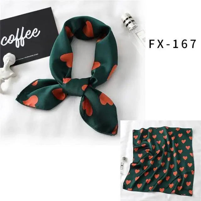 Versatile Square Silk Scarf For Women Fashionable Printed Small Neck Scarfs Office Lady Hair Band Foulard Hand For Female Bandana Shawl - URBANPICK FASHION