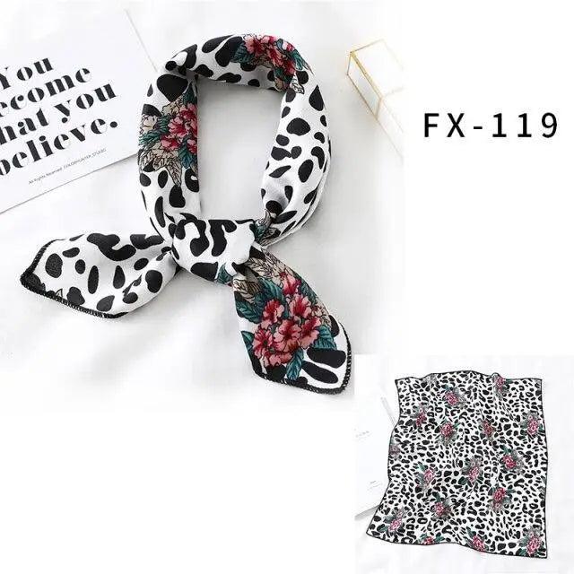Versatile Square Silk Scarf For Women Fashionable Printed Small Neck Scarfs Office Lady Hair Band Foulard Hand For Female Bandana Shawl - URBANPICK FASHION
