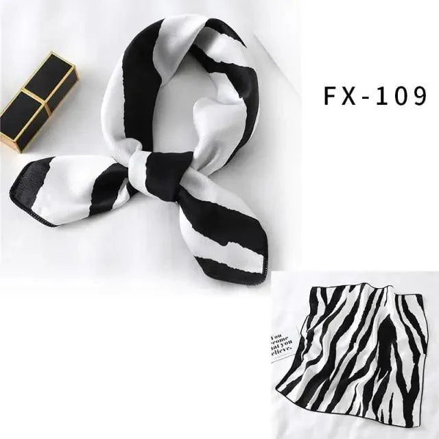 Versatile Square Silk Scarf For Women Fashionable Printed Small Neck Scarfs Office Lady Hair Band Foulard Hand For Female Bandana Shawl - URBANPICK FASHION
