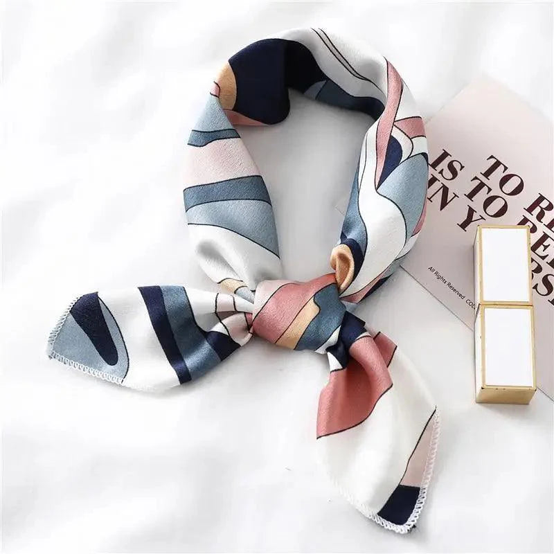 Versatile Square Silk Scarf For Women Fashionable Printed Small Neck Scarfs Office Lady Hair Band Foulard Hand For Female Bandana Shawl - URBANPICK FASHION